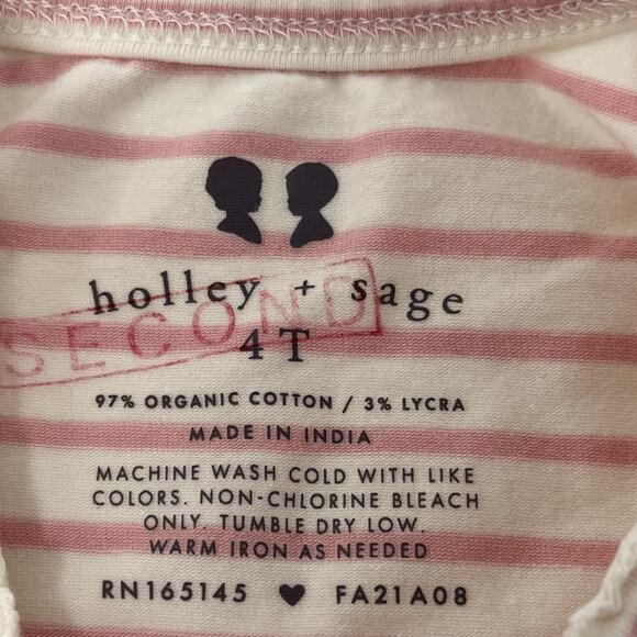 Holley and Sage NWOT Pink Stripe 3/4 Tee. Size 4. - Picture 2 of 4
